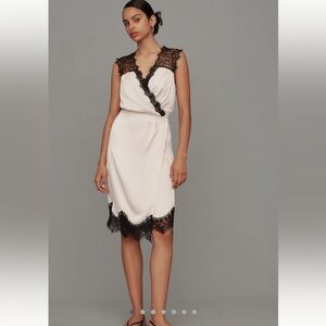 Anthropologie Black and Cream Lace Midi Dress